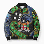 South Sea Islanders And Fiji Bomber Puffer Jacket Fijian Coat Of Arms And Southern Cross