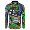 South Sea Islanders And Fiji Button Sweatshirt Fijian Coat Of Arms And Southern Cross