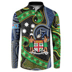 South Sea Islanders And Fiji Button Sweatshirt Fijian Coat Of Arms And Southern Cross