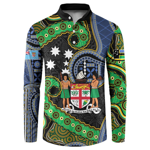 South Sea Islanders And Fiji Button Sweatshirt Fijian Coat Of Arms And Southern Cross
