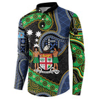South Sea Islanders And Fiji Button Sweatshirt Fijian Coat Of Arms And Southern Cross