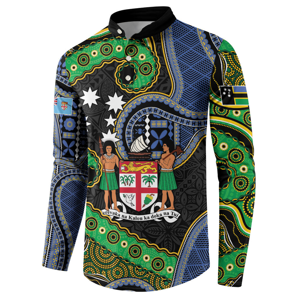 South Sea Islanders And Fiji Button Sweatshirt Fijian Coat Of Arms And Southern Cross