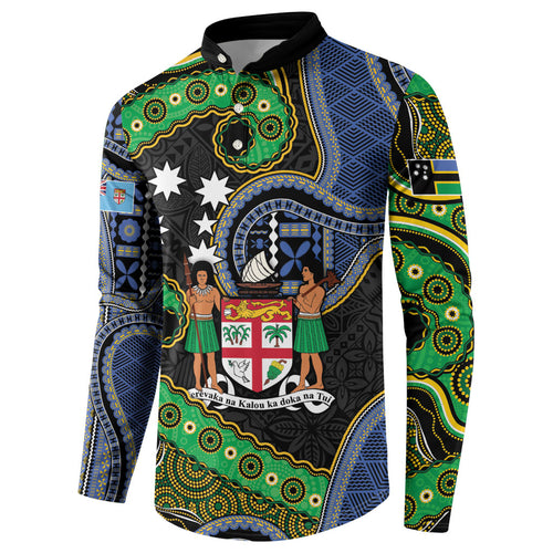 South Sea Islanders And Fiji Button Sweatshirt Fijian Coat Of Arms And Southern Cross