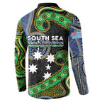 South Sea Islanders And Fiji Button Sweatshirt Fijian Coat Of Arms And Southern Cross