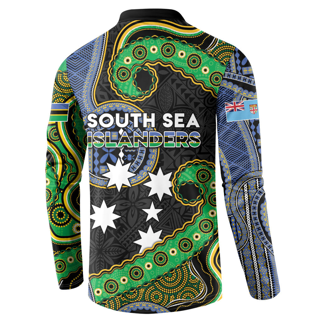 South Sea Islanders And Fiji Button Sweatshirt Fijian Coat Of Arms And Southern Cross