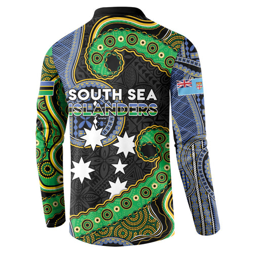 South Sea Islanders And Fiji Button Sweatshirt Fijian Coat Of Arms And Southern Cross