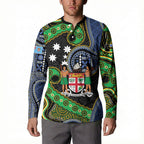 South Sea Islanders And Fiji Button Sweatshirt Fijian Coat Of Arms And Southern Cross