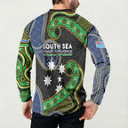 South Sea Islanders And Fiji Button Sweatshirt Fijian Coat Of Arms And Southern Cross