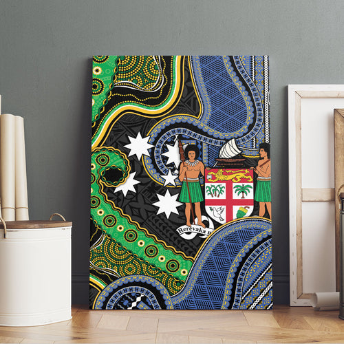 South Sea Islanders And Fiji Canvas Wall Art Fijian Coat Of Arms And Southern Cross