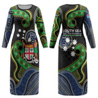 South Sea Islanders And Fiji Couples Matching Long Sleeve Bodycon Dress and Hawaiian Shirt Fijian Coat Of Arms And Southern Cross