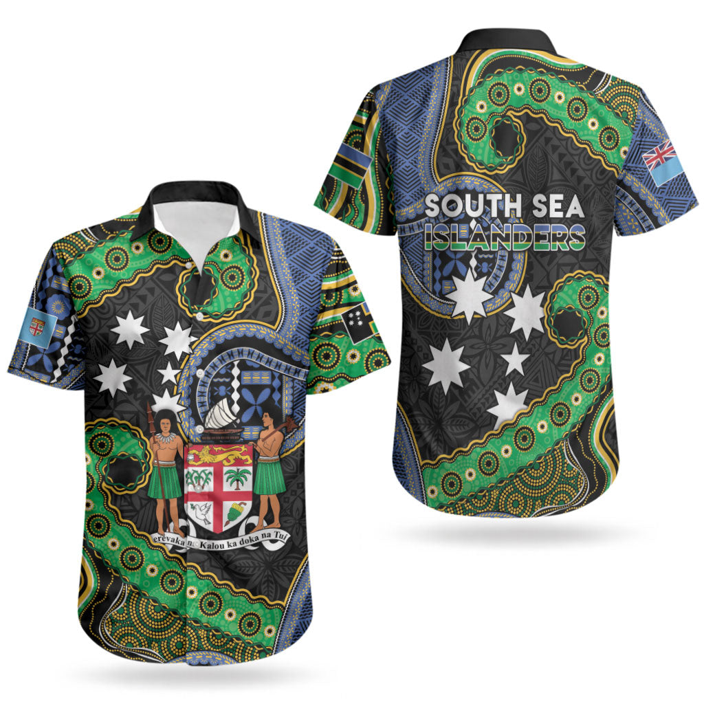 South Sea Islanders And Fiji Couples Matching Off Shoulder Maxi Dress and Hawaiian Shirt Fijian Coat Of Arms And Southern Cross