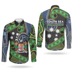 South Sea Islanders And Fiji Couples Matching Off Shoulder Short Dress and Long Sleeve Button Shirt Fijian Coat Of Arms And Southern Cross