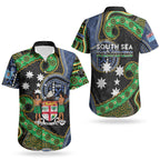 South Sea Islanders And Fiji Couples Matching Puletasi and Hawaiian Shirt Fijian Coat Of Arms And Southern Cross