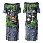 South Sea Islanders And Fiji Couples Matching Puletasi and Hawaiian Shirt Fijian Coat Of Arms And Southern Cross