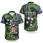 South Sea Islanders And Fiji Couples Matching Summer Maxi Dress and Hawaiian Shirt Fijian Coat Of Arms And Southern Cross