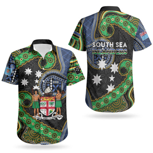 South Sea Islanders And Fiji Couples Matching Summer Maxi Dress and Hawaiian Shirt Fijian Coat Of Arms And Southern Cross