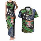South Sea Islanders And Fiji Couples Matching Tank Maxi Dress and Hawaiian Shirt Fijian Coat Of Arms And Southern Cross