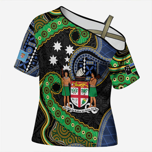 South Sea Islanders And Fiji Cross Shoulder Shirt Fijian Coat Of Arms And Southern Cross