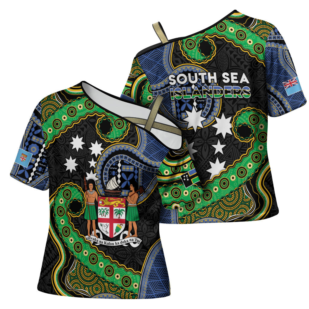 South Sea Islanders And Fiji Cross Shoulder Shirt Fijian Coat Of Arms And Southern Cross