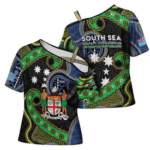South Sea Islanders And Fiji Cross Shoulder Shirt Fijian Coat Of Arms And Southern Cross