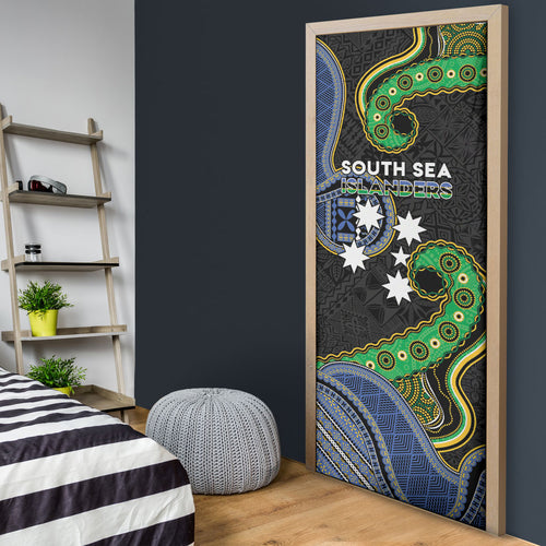 South Sea Islanders And Fiji Door Cover Fijian Coat Of Arms And Southern Cross
