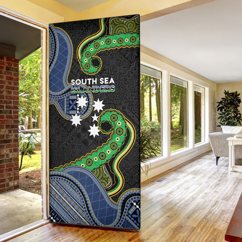 South Sea Islanders And Fiji Door Cover Fijian Coat Of Arms And Southern Cross