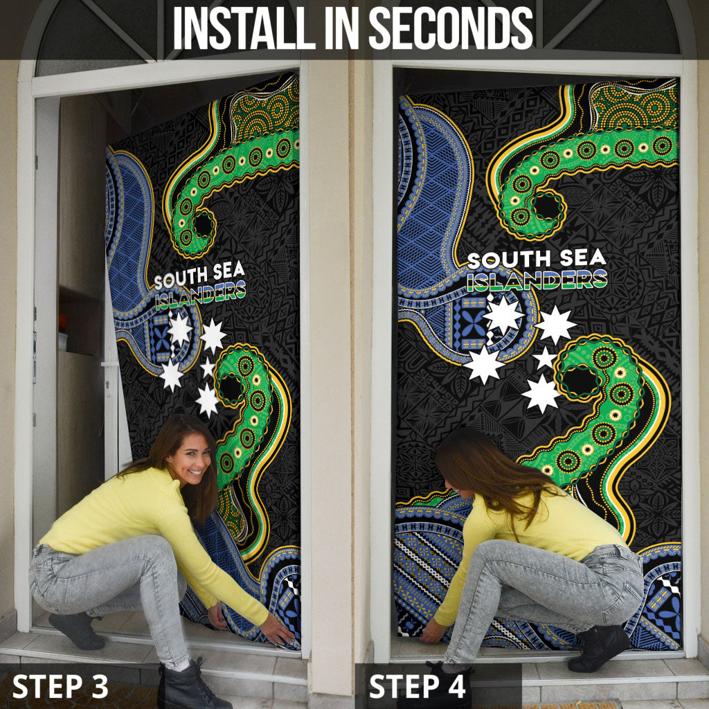 South Sea Islanders And Fiji Door Cover Fijian Coat Of Arms And Southern Cross