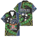 South Sea Islanders And Fiji Family Matching Off The Shoulder Long Sleeve Dress and Hawaiian Shirt Fijian Coat Of Arms And Southern Cross