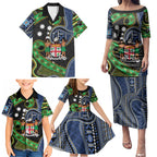 South Sea Islanders And Fiji Family Matching Puletasi and Hawaiian Shirt Fijian Coat Of Arms And Southern Cross