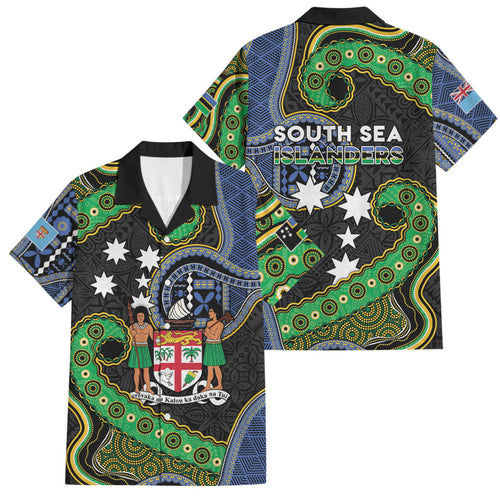 South Sea Islanders And Fiji Family Matching Summer Maxi Dress and Hawaiian Shirt Fijian Coat Of Arms And Southern Cross
