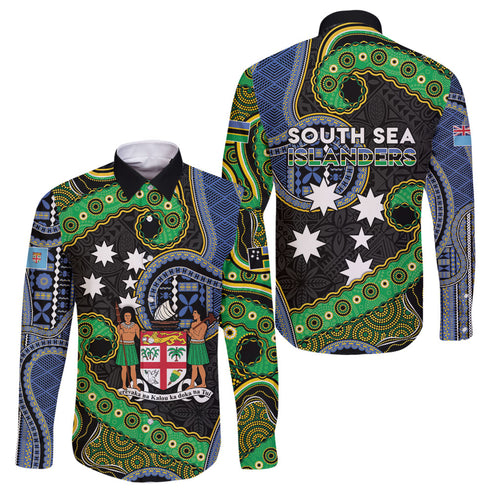 South Sea Islanders And Fiji Family Matching Summer Maxi Dress and Hawaiian Shirt Fijian Coat Of Arms And Southern Cross
