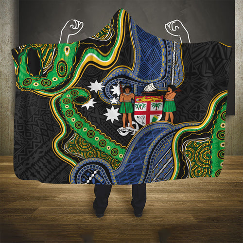 South Sea Islanders And Fiji Hooded Blanket Fijian Coat Of Arms And Southern Cross