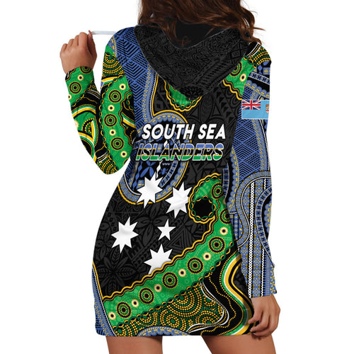 South Sea Islanders And Fiji Hoodie Dress Fijian Coat Of Arms And Southern Cross