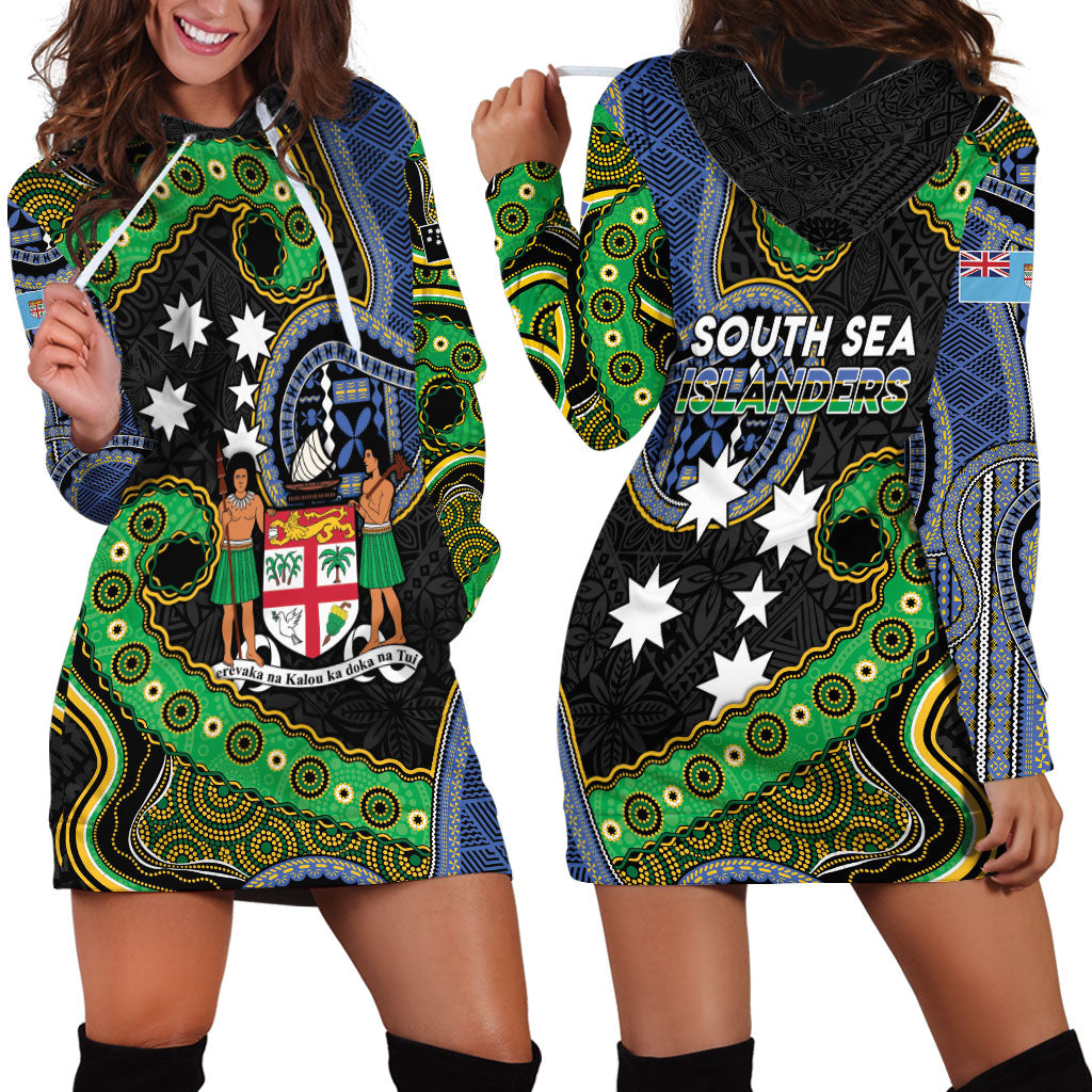 South Sea Islanders And Fiji Hoodie Dress Fijian Coat Of Arms And Southern Cross