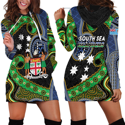 South Sea Islanders And Fiji Hoodie Dress Fijian Coat Of Arms And Southern Cross