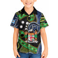 South Sea Islanders And Fiji Kid Hawaiian Shirt Fijian Coat Of Arms And Southern Cross