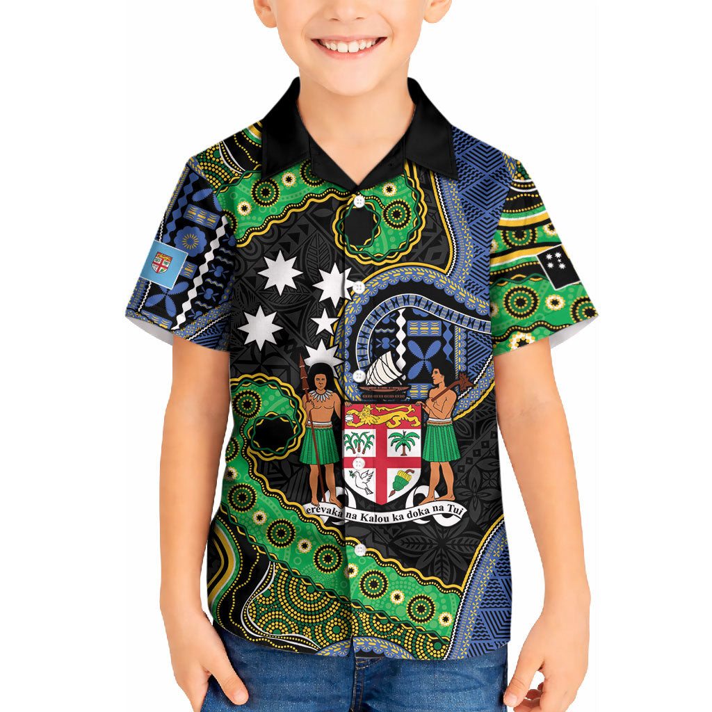 South Sea Islanders And Fiji Kid Hawaiian Shirt Fijian Coat Of Arms And Southern Cross