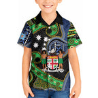 South Sea Islanders And Fiji Kid Hawaiian Shirt Fijian Coat Of Arms And Southern Cross