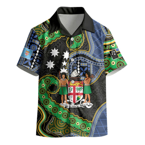 South Sea Islanders And Fiji Kid Hawaiian Shirt Fijian Coat Of Arms And Southern Cross