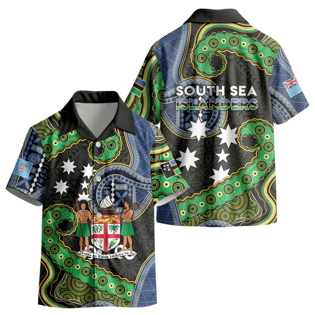 South Sea Islanders And Fiji Kid Hawaiian Shirt Fijian Coat Of Arms And Southern Cross