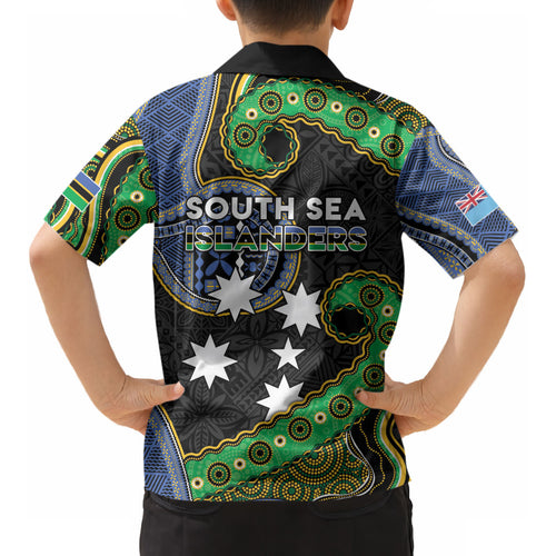 South Sea Islanders And Fiji Kid Hawaiian Shirt Fijian Coat Of Arms And Southern Cross