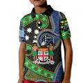 South Sea Islanders And Fiji Kid Polo Shirt Fijian Coat Of Arms And Southern Cross