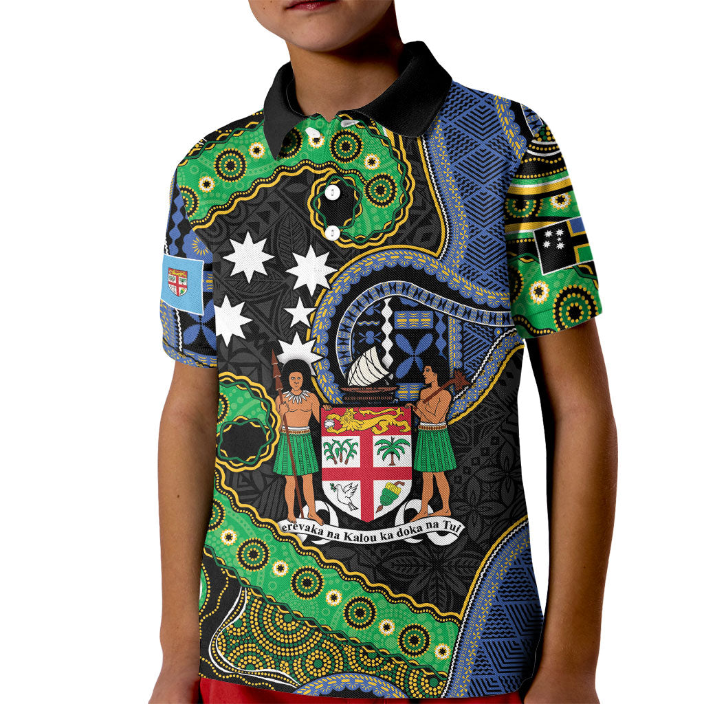 South Sea Islanders And Fiji Kid Polo Shirt Fijian Coat Of Arms And Southern Cross