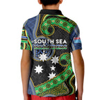 South Sea Islanders And Fiji Kid Polo Shirt Fijian Coat Of Arms And Southern Cross