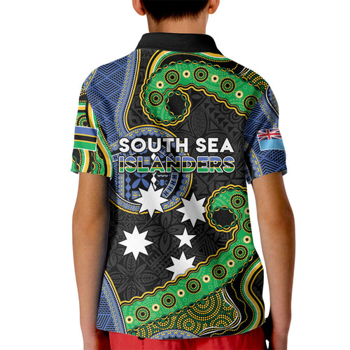 South Sea Islanders And Fiji Kid Polo Shirt Fijian Coat Of Arms And Southern Cross