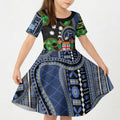 South Sea Islanders And Fiji Kid Short Sleeve Dress Fijian Coat Of Arms And Southern Cross
