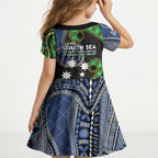 South Sea Islanders And Fiji Kid Short Sleeve Dress Fijian Coat Of Arms And Southern Cross