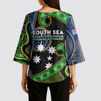 South Sea Islanders And Fiji Kimono Sleeve Blouse Fijian Coat Of Arms And Southern Cross