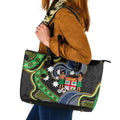 South Sea Islanders And Fiji Leather Tote Bag Fijian Coat Of Arms And Southern Cross