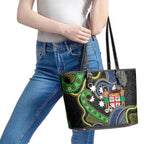 South Sea Islanders And Fiji Leather Tote Bag Fijian Coat Of Arms And Southern Cross
